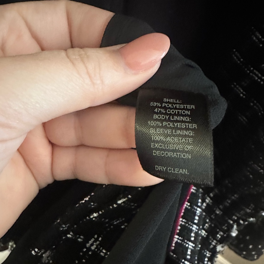 White House Black Market Black and White Checkered Blazer Size 14 - Picture 9 of 12